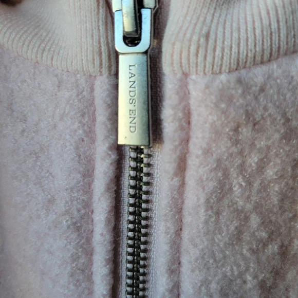 Lands' End Light Pink Wool-Blend Bomber Jacket Size 4 Full Zip Front Pockets - Picture 6 of 13